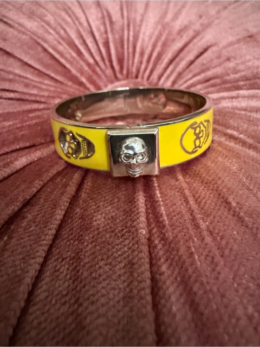 Yellow Skull Accent Bangle Bracelet - Women Jewelry